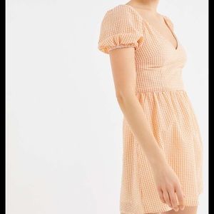 UO gingham seersucker mini dress